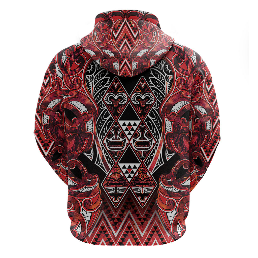 Aotearoa Ngapuhi Hoodie Maori Red Tribal Paua Shell Pattern DT05 - Polynesian Pride