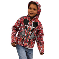 Aotearoa Ngapuhi Kid Hoodie Maori Red Tribal Paua Shell Pattern DT05 - Polynesian Pride