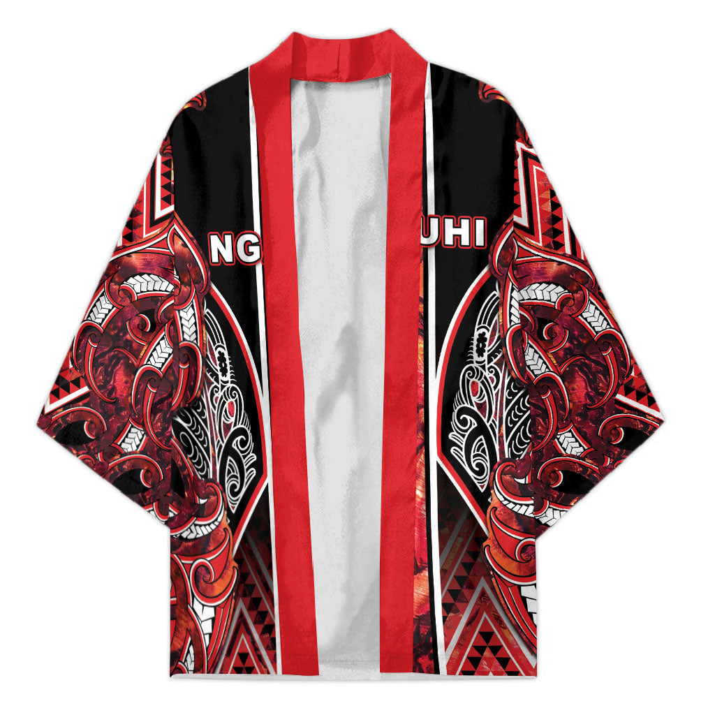 Aotearoa Ngapuhi Kimono Maori Red Tribal Paua Shell Pattern DT05 Unisex Red - Polynesian Pride
