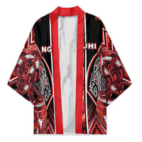 Aotearoa Ngapuhi Kimono Maori Red Tribal Paua Shell Pattern DT05 Unisex Red - Polynesian Pride