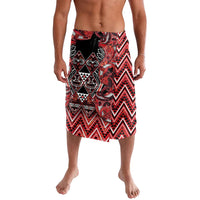 Aotearoa Ngapuhi Lavalava Maori Red Tribal Paua Shell Pattern DT05 Red - Polynesian Pride