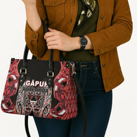 Aotearoa Ngapuhi Leather Bag Maori Red Tribal Paua Shell Pattern DT05 - Polynesian Pride
