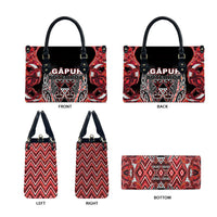 Aotearoa Ngapuhi Leather Bag Maori Red Tribal Paua Shell Pattern DT05 - Polynesian Pride