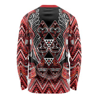 Aotearoa Ngapuhi Long Sleeve Shirt Maori Red Tribal Paua Shell Pattern DT05 - Polynesian Pride