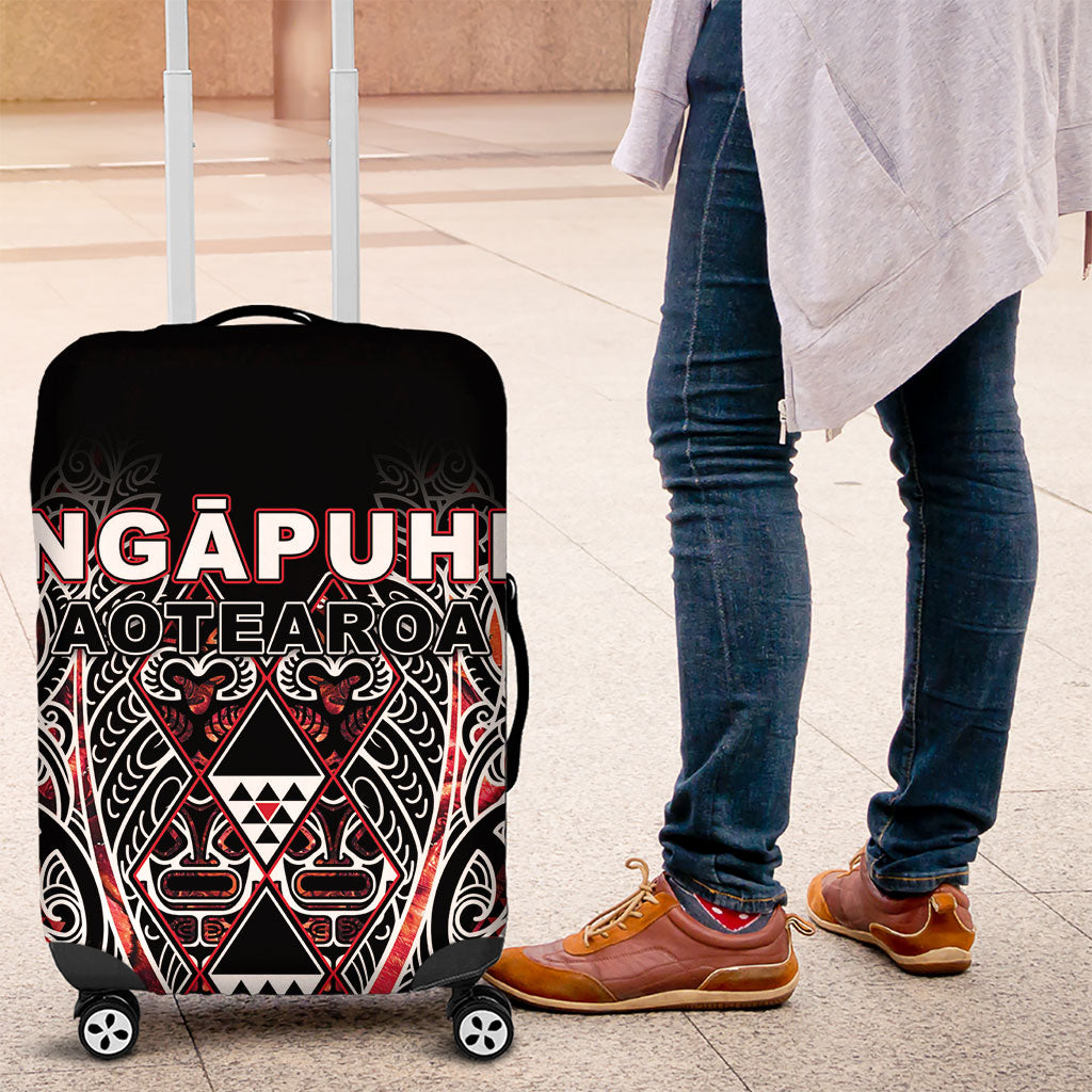 Aotearoa Ngapuhi Luggage Cover Maori Red Tribal Paua Shell Pattern DT05 Red - Polynesian Pride
