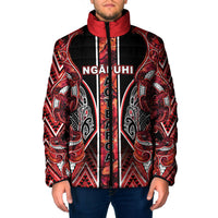 Aotearoa Ngapuhi Padded Jacket Maori Red Tribal Paua Shell Pattern DT05 Men Red - Polynesian Pride