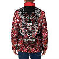 Aotearoa Ngapuhi Padded Jacket Maori Red Tribal Paua Shell Pattern DT05 - Polynesian Pride