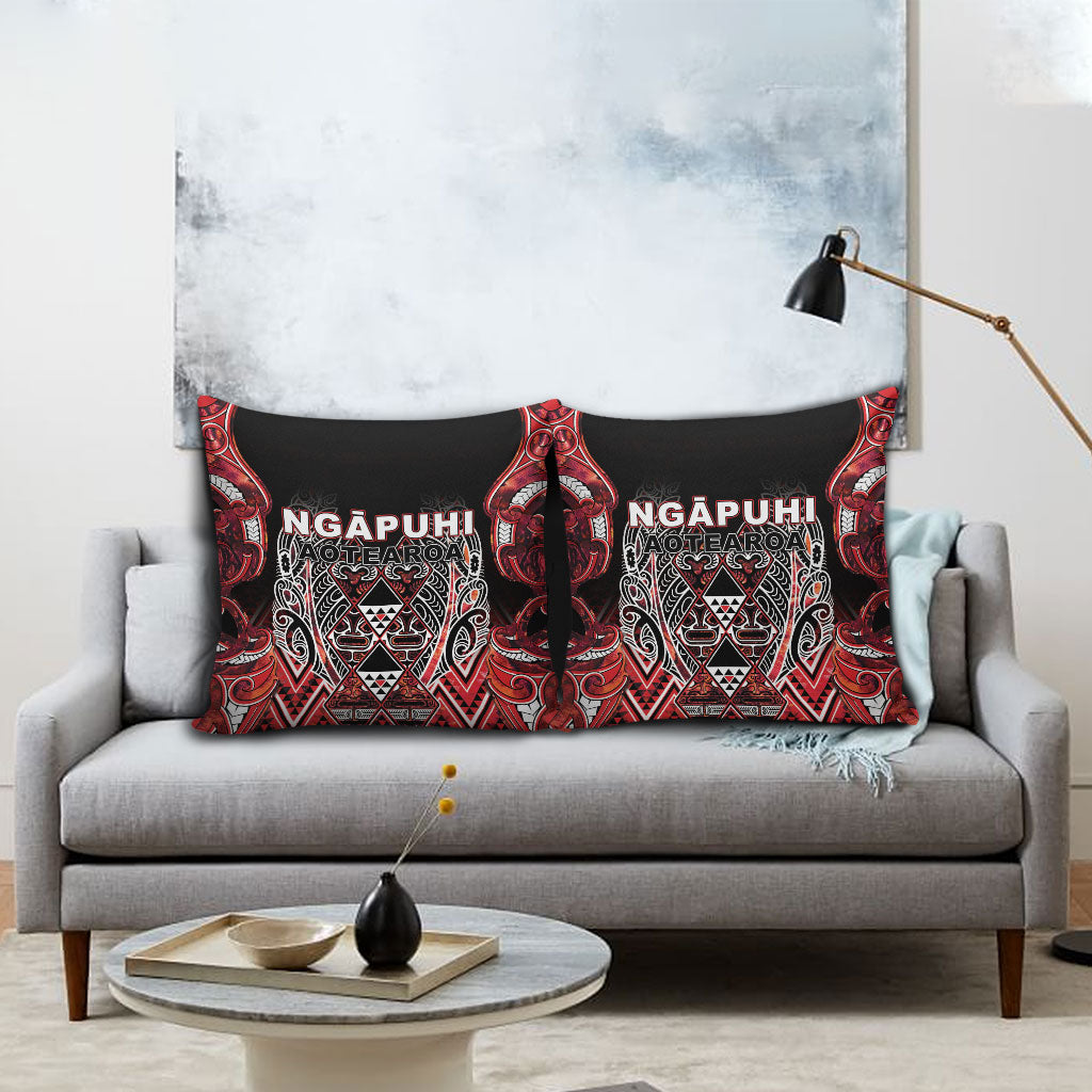 Aotearoa Ngapuhi Pillow Cover Maori Red Tribal Paua Shell Pattern DT05 - Polynesian Pride