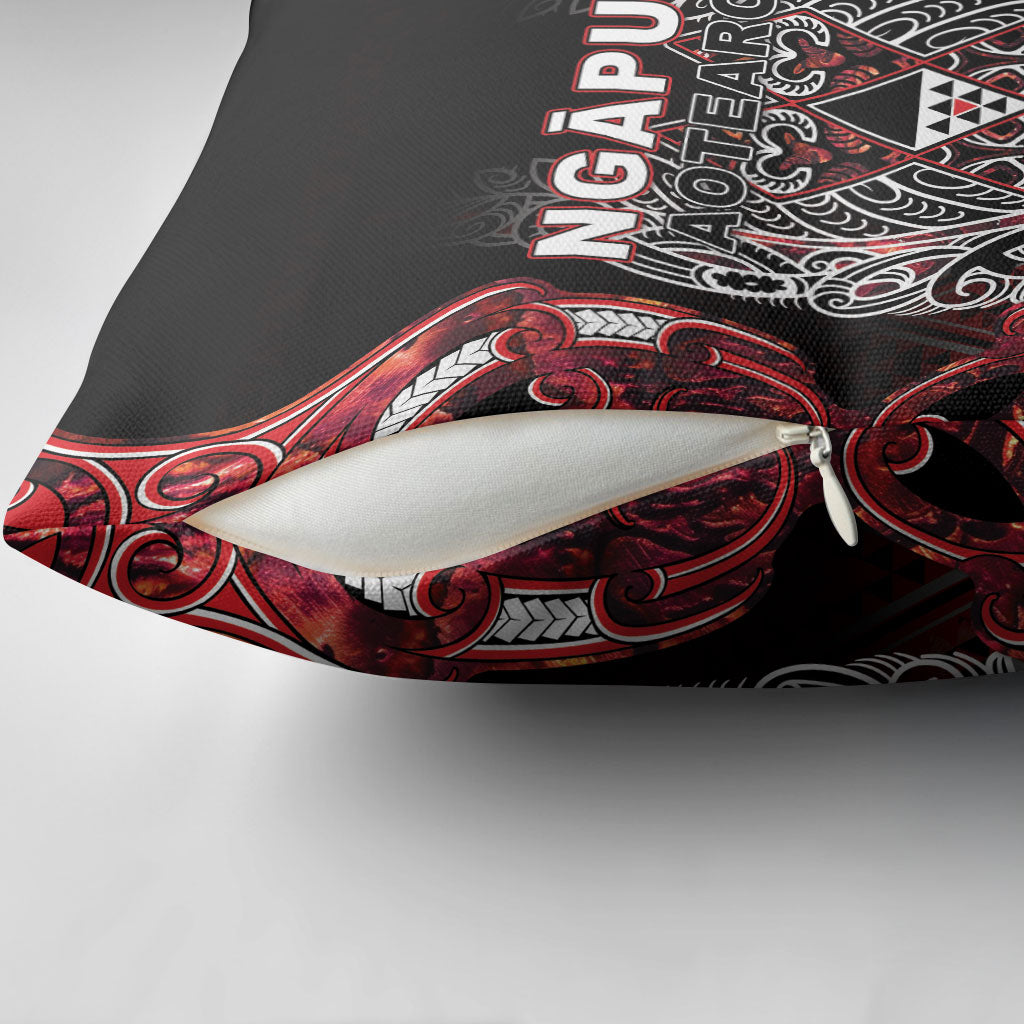 Aotearoa Ngapuhi Pillow Cover Maori Red Tribal Paua Shell Pattern DT05 - Polynesian Pride