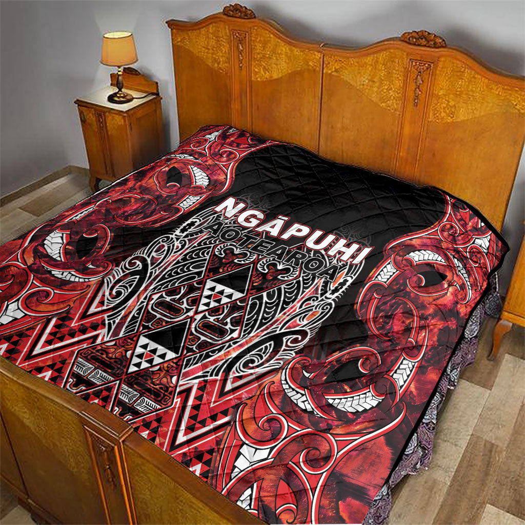 Aotearoa Ngapuhi Quilt Maori Red Tribal Paua Shell Pattern DT05 - Polynesian Pride