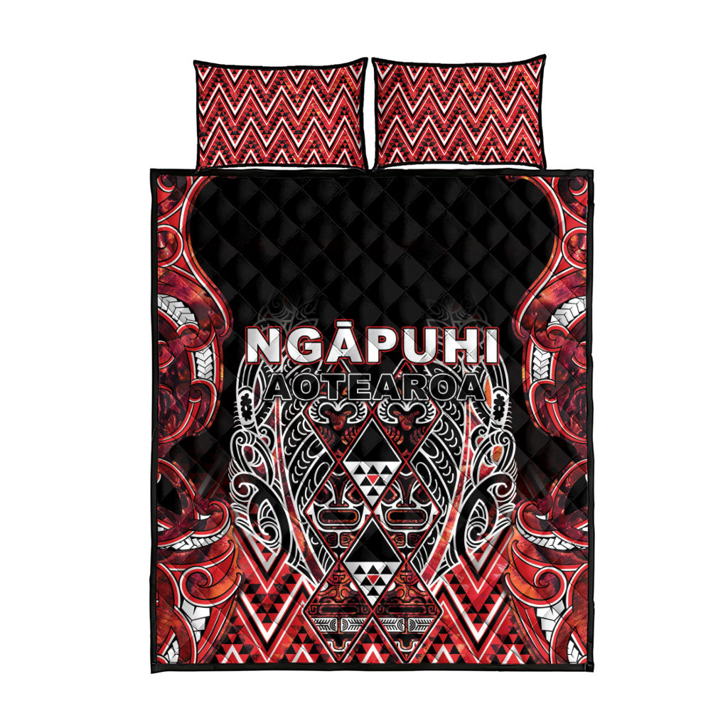 Aotearoa Ngapuhi Quilt Bed Set Maori Red Tribal Paua Shell Pattern DT05 - Polynesian Pride