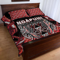 Aotearoa Ngapuhi Quilt Bed Set Maori Red Tribal Paua Shell Pattern DT05 - Polynesian Pride