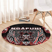 Aotearoa Ngapuhi Round Carpet Maori Red Tribal Paua Shell Pattern DT05 - Polynesian Pride