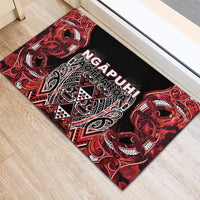 Aotearoa Ngapuhi Rubber Doormat Maori Red Tribal Paua Shell Pattern DT05 - Polynesian Pride