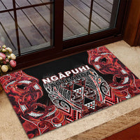 Aotearoa Ngapuhi Rubber Doormat Maori Red Tribal Paua Shell Pattern DT05 - Polynesian Pride