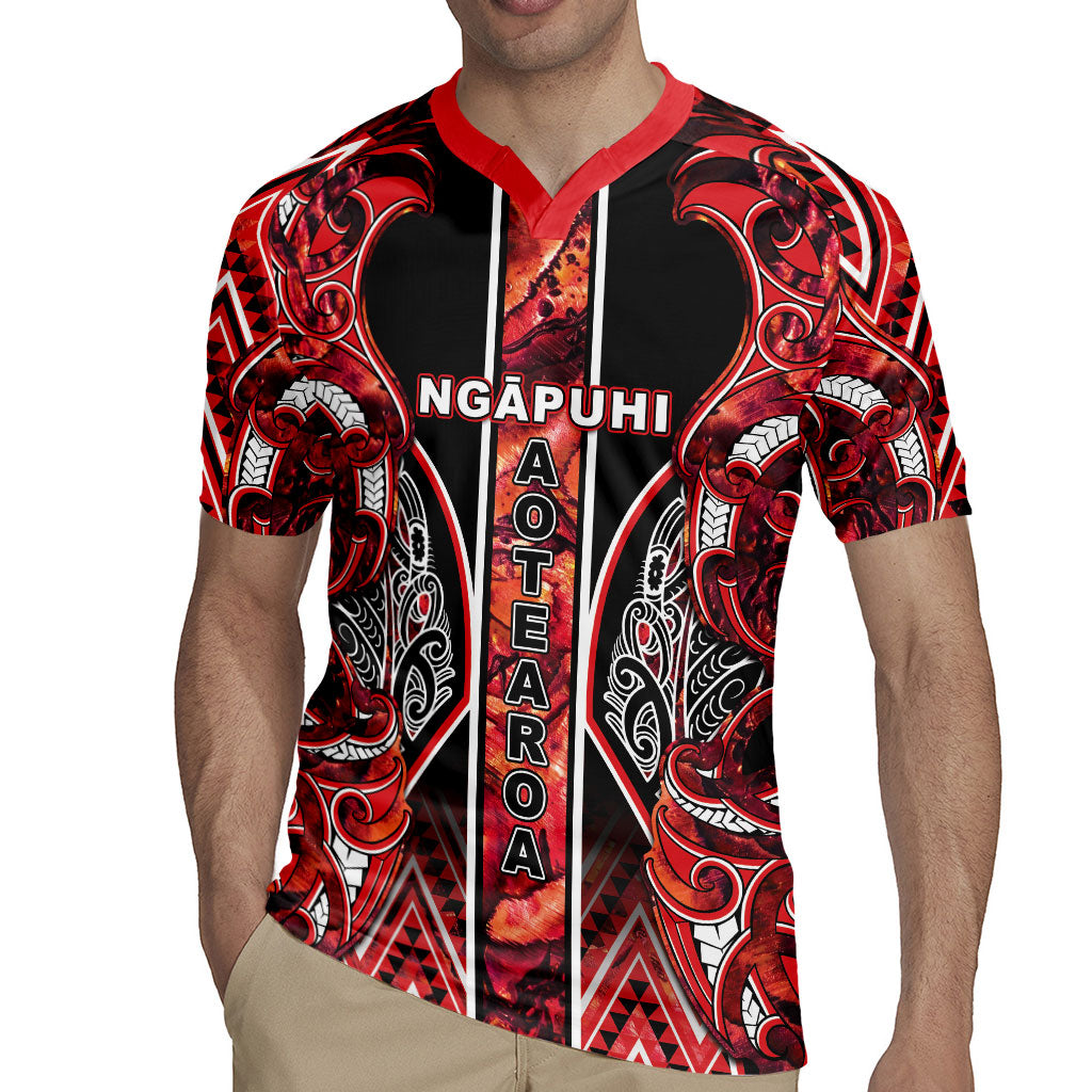 Aotearoa Ngapuhi Rugby Jersey Maori Red Tribal Paua Shell Pattern DT05 - Polynesian Pride