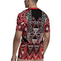 Aotearoa Ngapuhi Rugby Jersey Maori Red Tribal Paua Shell Pattern DT05 - Polynesian Pride
