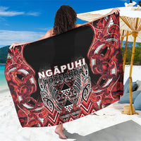 Aotearoa Ngapuhi Sarong Maori Red Tribal Paua Shell Pattern DT05 One Size 44 x 66 inches Red - Polynesian Pride