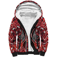 Aotearoa Ngapuhi Sherpa Hoodie Maori Red Tribal Paua Shell Pattern DT05 Unisex Red - Polynesian Pride
