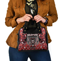 Aotearoa Ngapuhi Shoulder Handbag Maori Red Tribal Paua Shell Pattern DT05 - Polynesian Pride