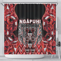 Aotearoa Ngapuhi Shower Curtain Maori Red Tribal Paua Shell Pattern DT05 - Polynesian Pride