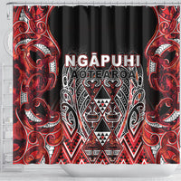Aotearoa Ngapuhi Shower Curtain Maori Red Tribal Paua Shell Pattern DT05 - Polynesian Pride