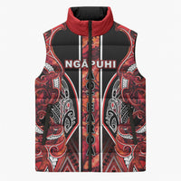 Aotearoa Ngapuhi Sleeveless Puffer Jacket Maori Red Tribal Paua Shell Pattern DT05 Unisex Red - Polynesian Pride