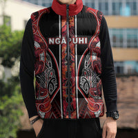 Aotearoa Ngapuhi Sleeveless Puffer Jacket Maori Red Tribal Paua Shell Pattern DT05 - Polynesian Pride