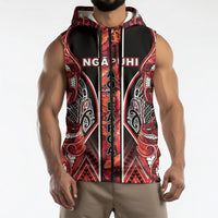 Aotearoa Ngapuhi Sleeveless Zip Hoodie Maori Red Tribal Paua Shell Pattern DT05 - Polynesian Pride
