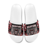 Aotearoa Ngapuhi Slide Sandals Maori Red Tribal Paua Shell Pattern DT05 Red - Polynesian Pride