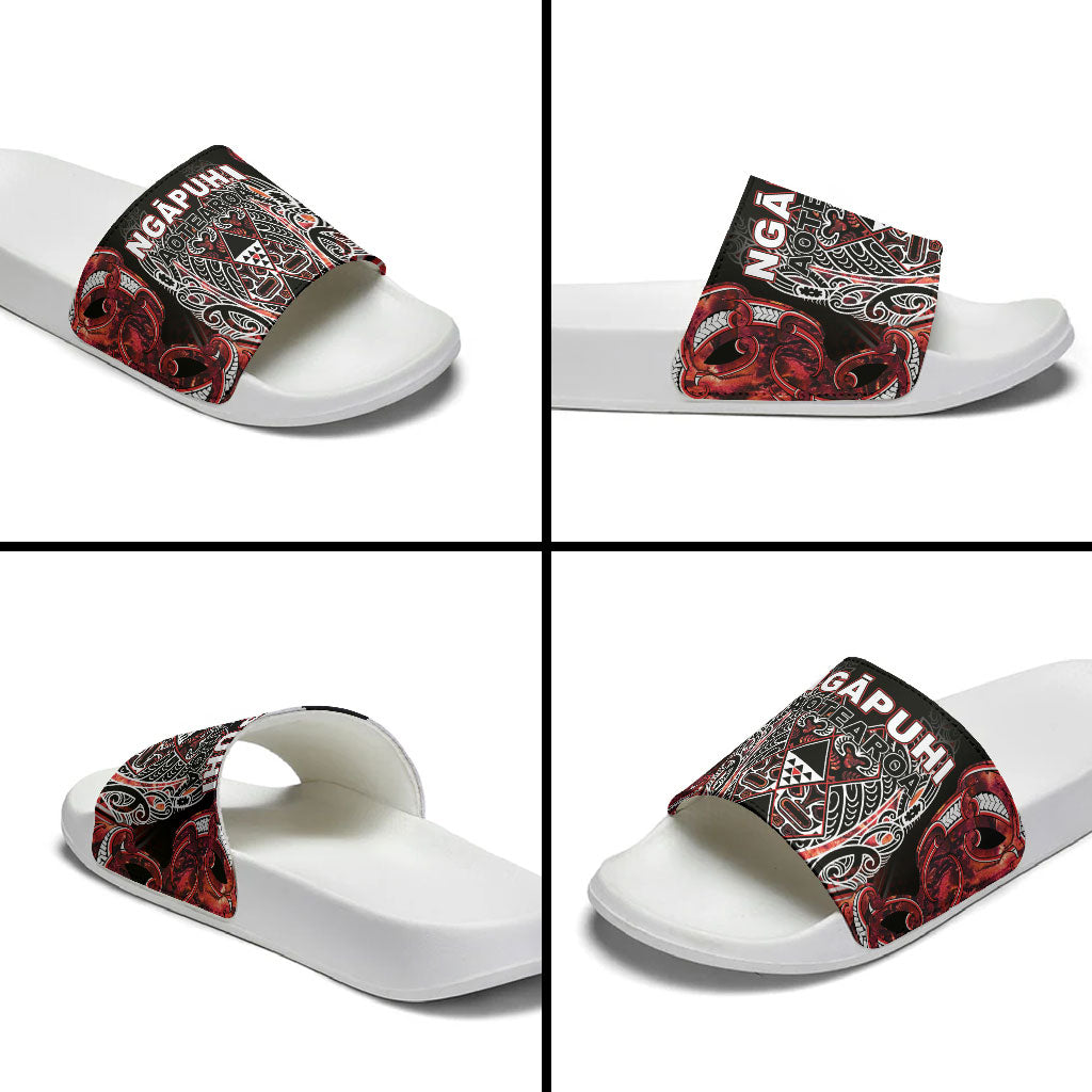 Aotearoa Ngapuhi Slide Sandals Maori Red Tribal Paua Shell Pattern DT05 - Polynesian Pride