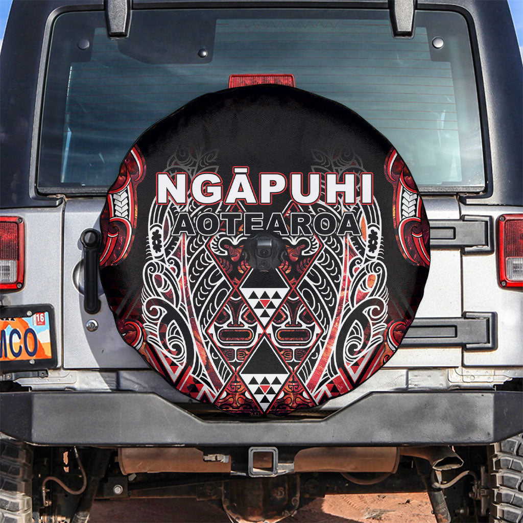 Aotearoa Ngapuhi Spare Tire Cover Maori Red Tribal Paua Shell Pattern DT05 Red - Polynesian Pride