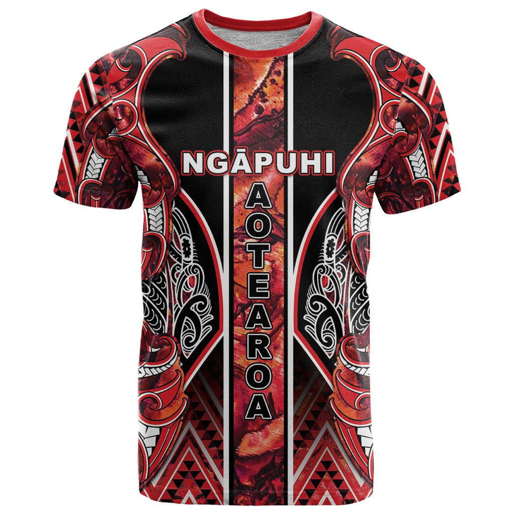 Aotearoa Ngapuhi T Shirt Maori Red Tribal Paua Shell Pattern DT05 Red - Polynesian Pride