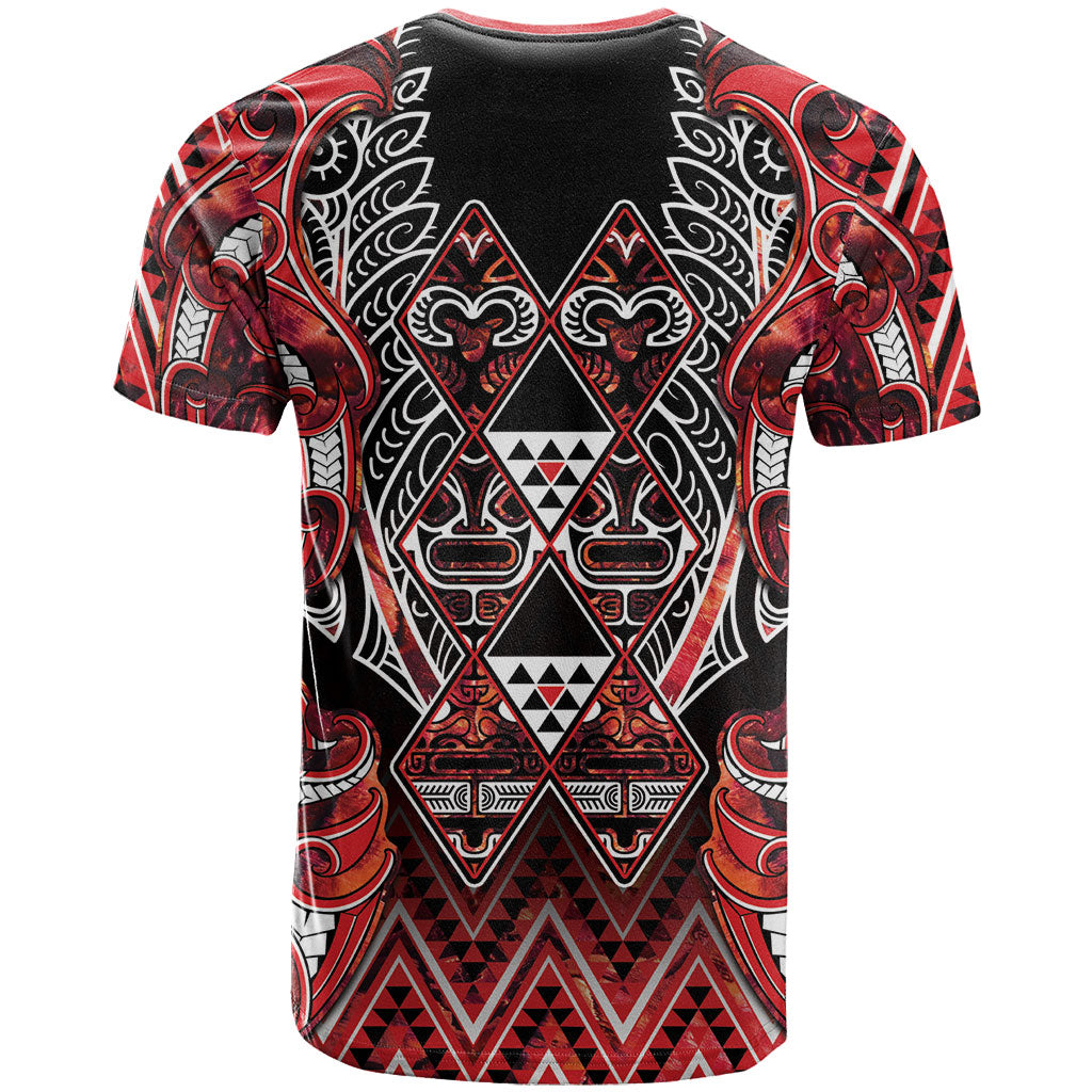 Aotearoa Ngapuhi T Shirt Maori Red Tribal Paua Shell Pattern DT05 - Polynesian Pride