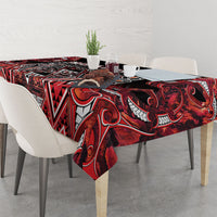 Aotearoa Ngapuhi Tablecloth Maori Red Tribal Paua Shell Pattern DT05 - Polynesian Pride