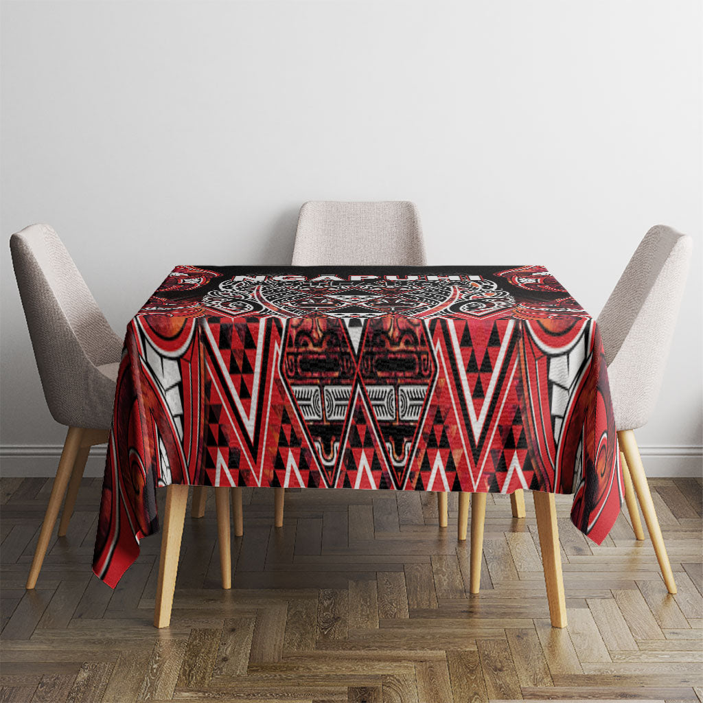 Aotearoa Ngapuhi Tablecloth Maori Red Tribal Paua Shell Pattern DT05 - Polynesian Pride