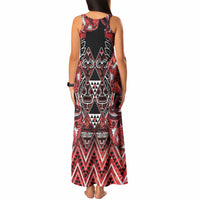 Aotearoa Ngapuhi Tank Maxi Dress Maori Red Tribal Paua Shell Pattern DT05 - Polynesian Pride