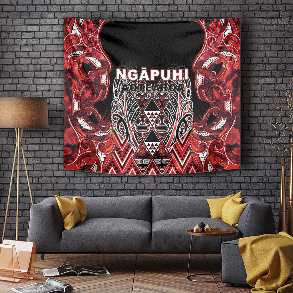 Aotearoa Ngapuhi Tapestry Maori Red Tribal Paua Shell Pattern DT05 Red - Polynesian Pride