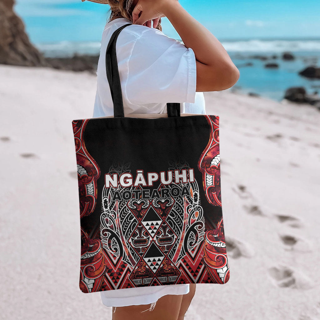 Aotearoa Ngapuhi Tote Bag Maori Red Tribal Paua Shell Pattern DT05 - Polynesian Pride