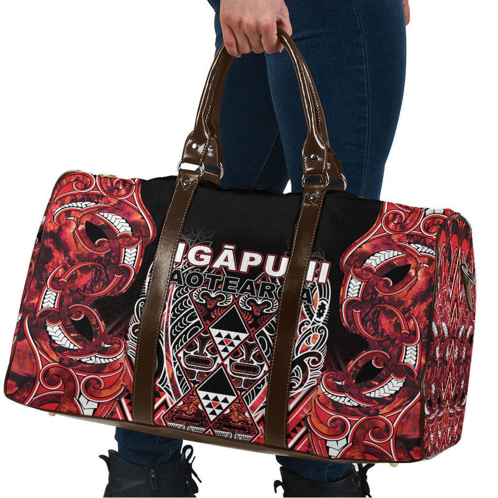 Aotearoa Ngapuhi Travel Bag Maori Red Tribal Paua Shell Pattern DT05 - Polynesian Pride