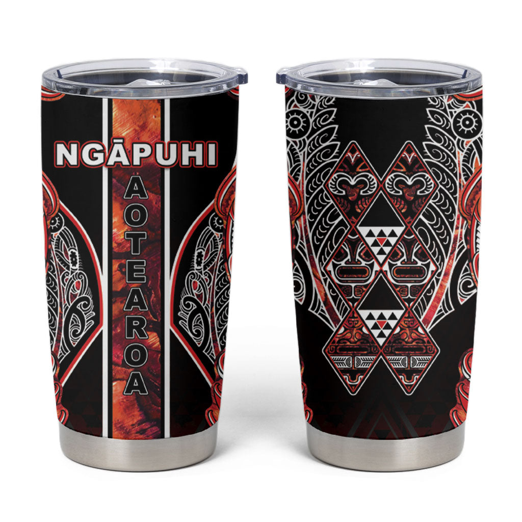 Aotearoa Ngapuhi Tumbler Cup Maori Red Tribal Paua Shell Pattern DT05 Red - Polynesian Pride
