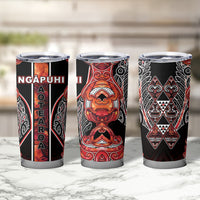 Aotearoa Ngapuhi Tumbler Cup Maori Red Tribal Paua Shell Pattern DT05 - Polynesian Pride