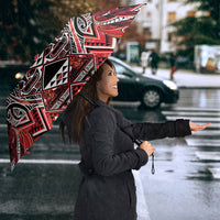 Aotearoa Ngapuhi Umbrella Maori Red Tribal Paua Shell Pattern DT05 - Polynesian Pride
