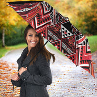 Aotearoa Ngapuhi Umbrella Maori Red Tribal Paua Shell Pattern DT05 - Polynesian Pride
