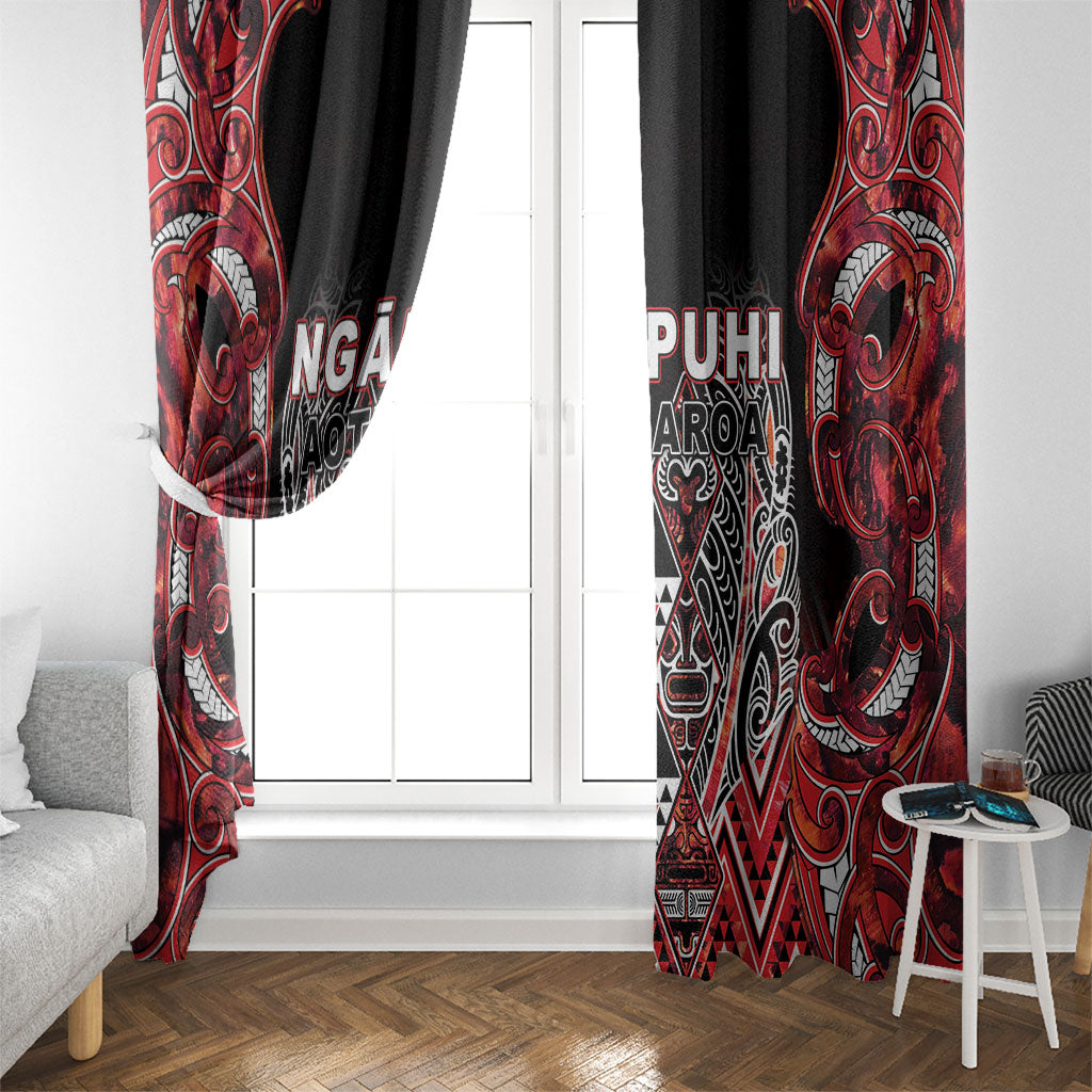 Aotearoa Ngapuhi Window Curtain Maori Red Tribal Paua Shell Pattern DT05 - Polynesian Pride