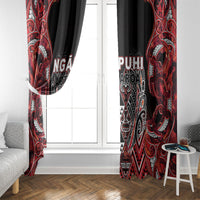 Aotearoa Ngapuhi Window Curtain Maori Red Tribal Paua Shell Pattern DT05 - Polynesian Pride