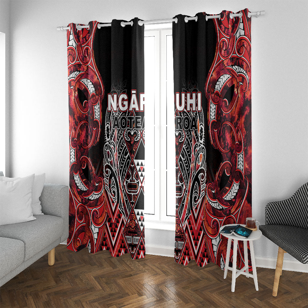 Aotearoa Ngapuhi Window Curtain Maori Red Tribal Paua Shell Pattern DT05 With Grommets Red - Polynesian Pride
