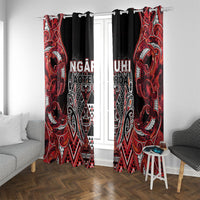 Aotearoa Ngapuhi Window Curtain Maori Red Tribal Paua Shell Pattern DT05 With Grommets Red - Polynesian Pride