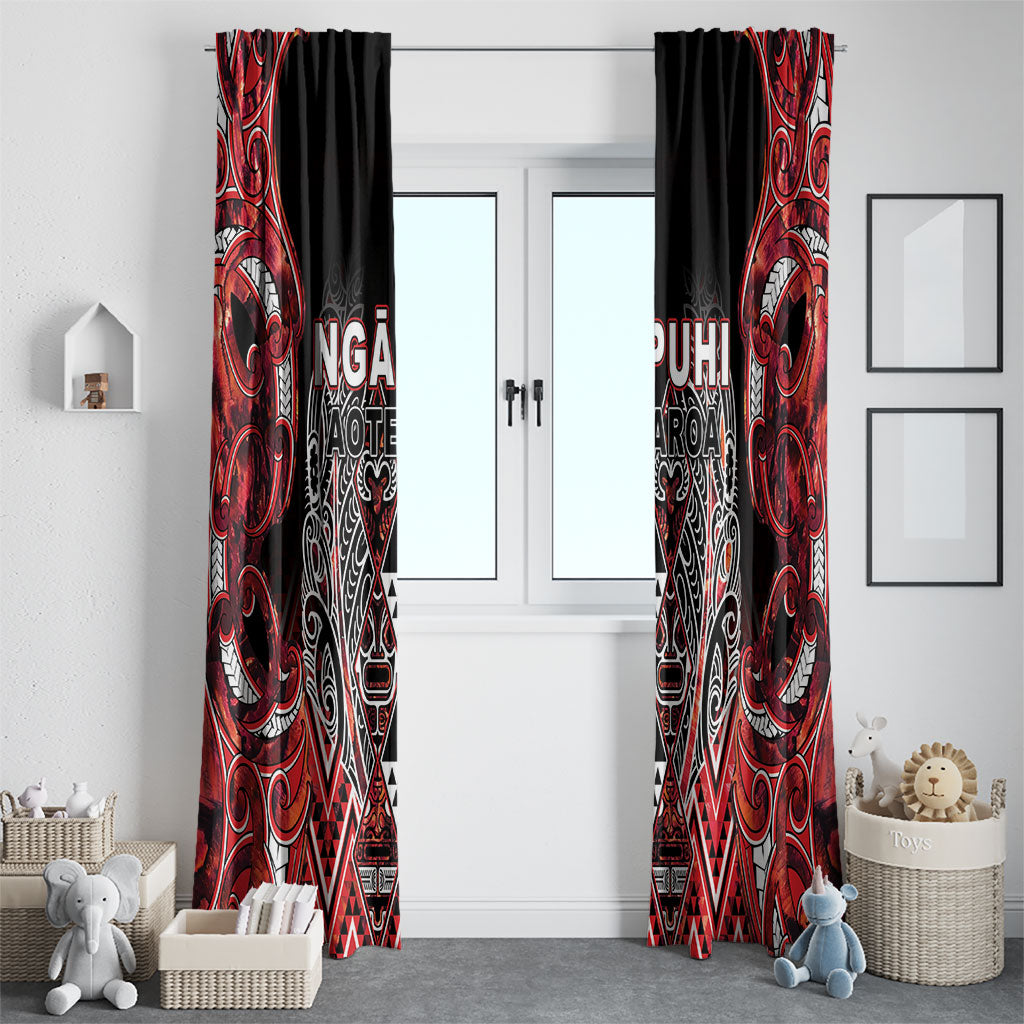 Aotearoa Ngapuhi Window Curtain Maori Red Tribal Paua Shell Pattern DT05 - Polynesian Pride