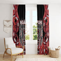 Aotearoa Ngapuhi Window Curtain Maori Red Tribal Paua Shell Pattern DT05 - Polynesian Pride